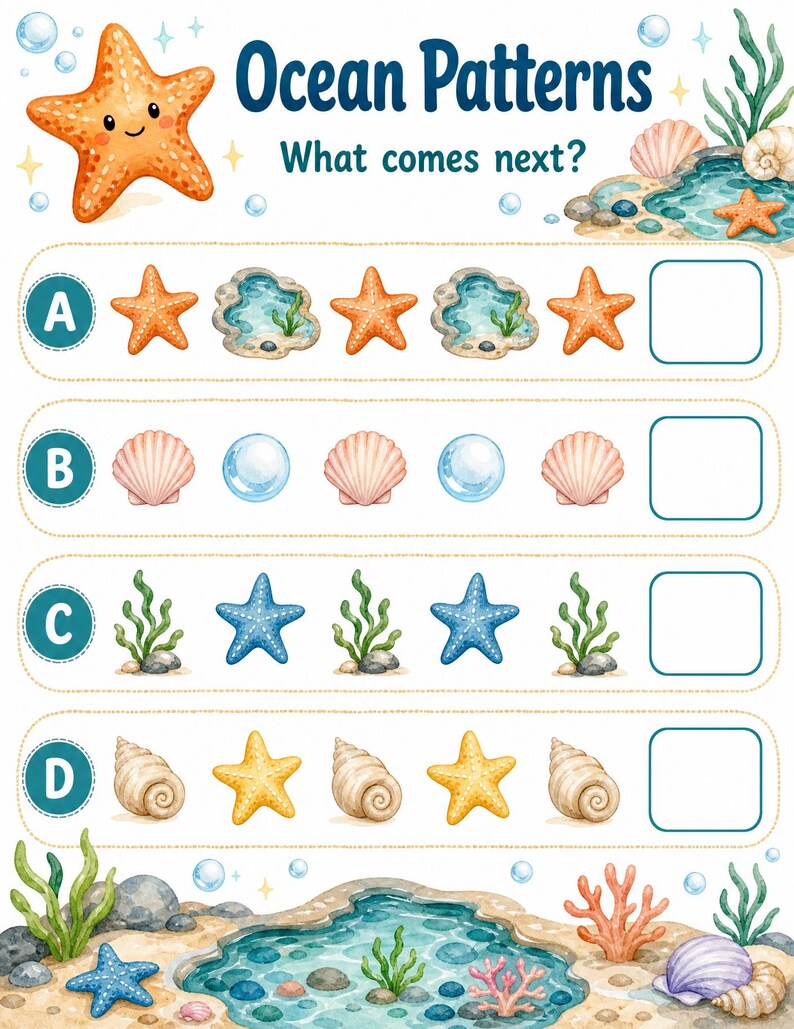 Starfish Activity Cove | Kids Activity Sheets | Printable PDF | Digital Download image 5