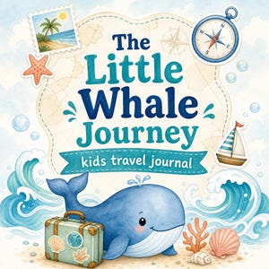 The Little Whale Journey | kids travel journal | Printable PDF | Digital Download image 1