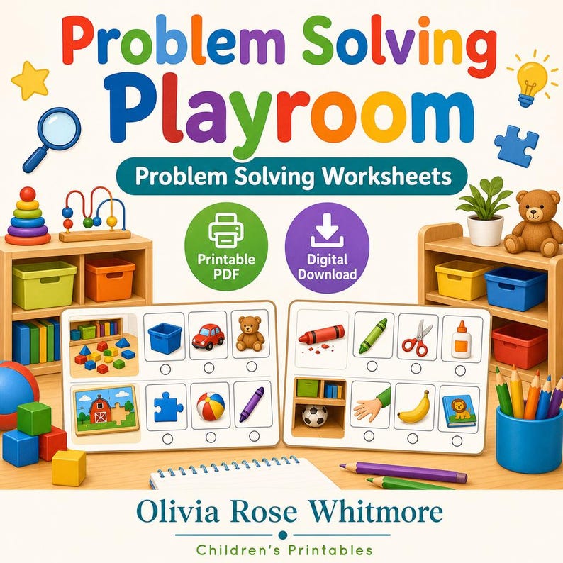 Spazio giochi per la risoluzione dei problemi / Schede di lavoro per la risoluzione dei problemi / PDF stampabile / Download digitale immagine 1