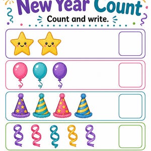 Sparkle Neujahrs-Tätigkeitsseiten | Neujahrs-aktivitätsblätter | Druckbare PDF | Digitaler Download Bild 5