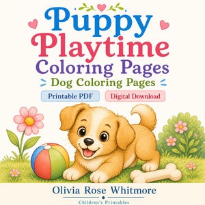 Puppy Playtime Coloring Pages | Dog Coloring Pages | Printable PDF | Digital Download image 1