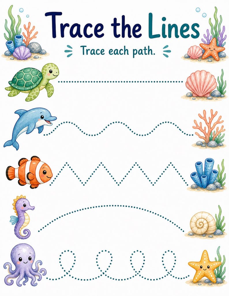 Compétences sous-marines | Sous la mer Feuilles de travail | PDF imprimable | Téléchargement numérique image 5