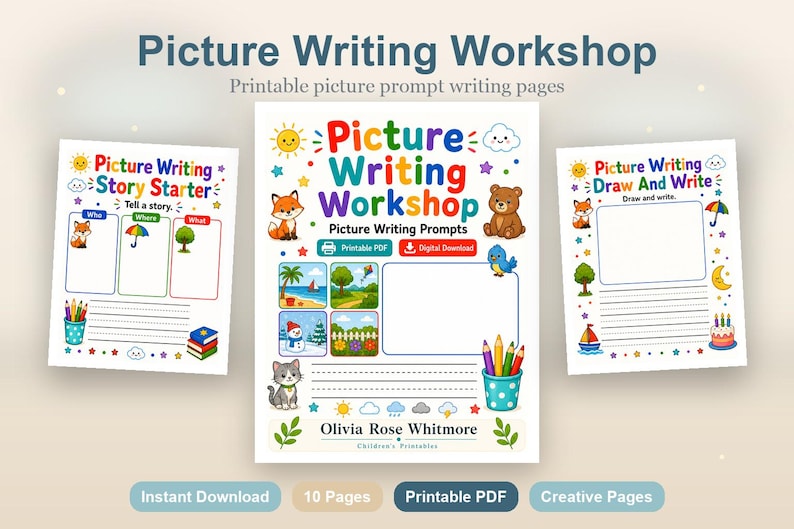 Picture Writing Workshop | Picture Writing Prompts | Printable PDF | Digital Download image 2
