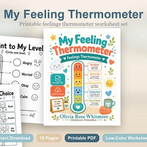 My Feeling Thermometer | Feelings Thermometer | Printable PDF | Digital Download image 2