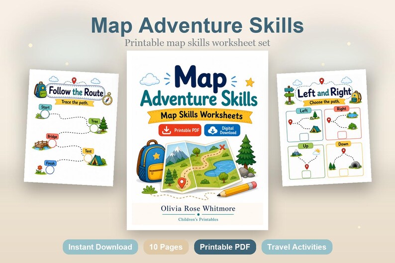Map Adventure Skills | Map Skills Worksheets | Printable PDF | Digital Download image 2