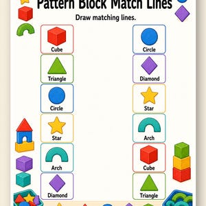 Muster-Block Abspielseiten | Pattern Arbeitsblätter für die Vorschule | Druckbare PDF | Digitaler Download Bild 9