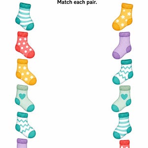 Sonnige Sockenpaare | Socken-Matching-Spiel | Druckbare PDF | Digitaler Download Bild 3