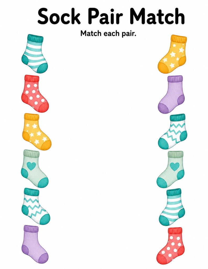 Sonnige Sockenpaare | Socken-Matching-Spiel | Druckbare PDF | Digitaler Download Bild 3