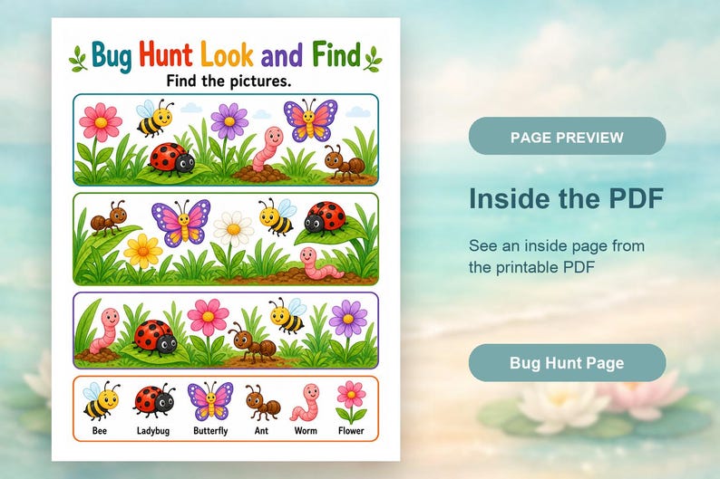Bug Hunt Busy Pages | Bug Activity Sheets | Printable PDF | Digital Download image 10