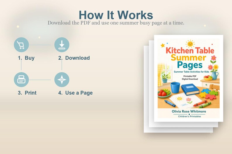 Table de cuisine, pages d'été | Activités de table d'été pour les enfants | PDF imprimable | Téléchargement numérique image 8
