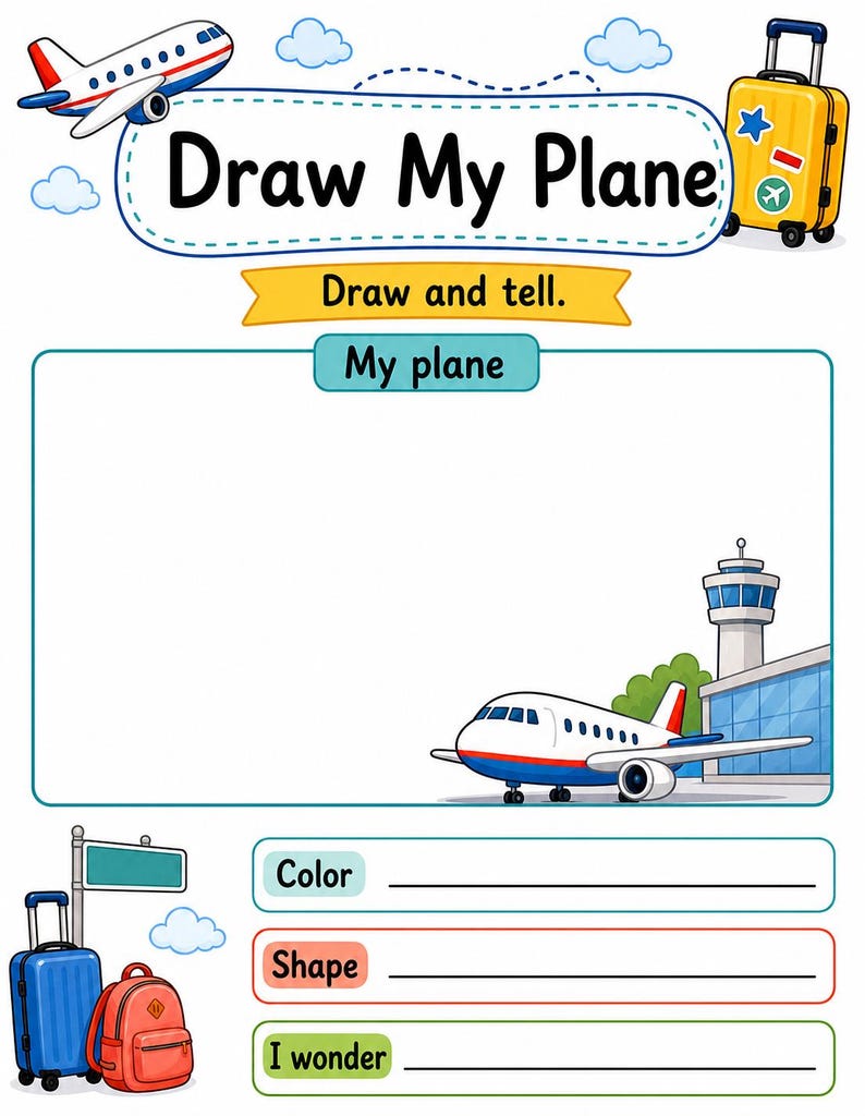 Flygplatsutforskarsidor | Flygplatsaktiviteter för barn | Utskrivbar PDF | Digital nedladdning bild 7