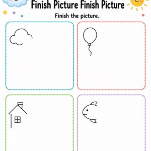 絵を完成させよう！ | 絵を完成させるワークシート | 印刷可能なPDF | デジタルダウンロード 画像 4
