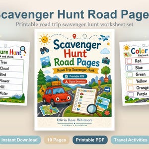 Scavenger Hunt Road-pagina's | Roadtrip-speurtocht | Afdrukbare pdf | Digitale download afbeelding 2