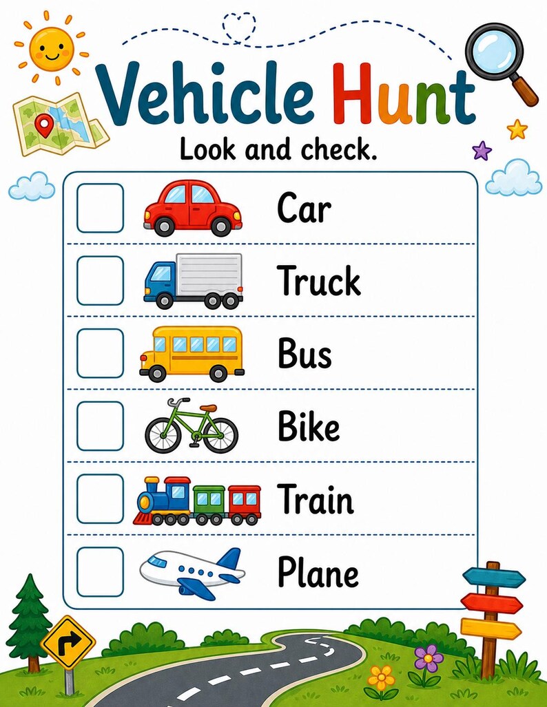 Scavenger Hunt Road-pagina's | Roadtrip-speurtocht | Afdrukbare pdf | Digitale download afbeelding 3