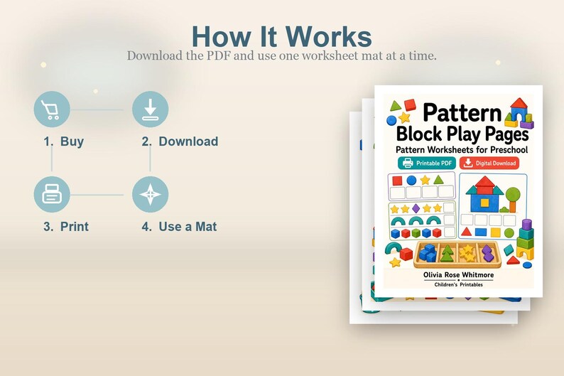 Muster-Block Abspielseiten | Pattern Arbeitsblätter für die Vorschule | Druckbare PDF | Digitaler Download Bild 8
