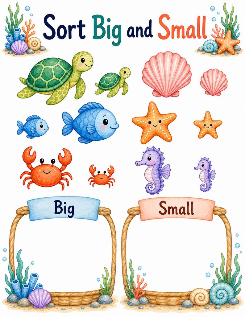 Turtle Big & Small | Big and Small Worksheets | Printable PDF | Digital Download image 6