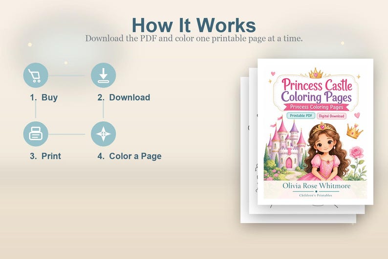 Dibujos para colorear de castillos de princesas / Dibujos para colorear de princesas / PDF imprimible / Descarga digital imagen 8