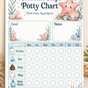 Starfish Sticker Steps | Potty Training Chart | Printable PDF | Digital Download image 5