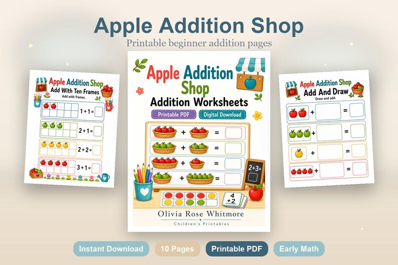 Apple Addition Shop | Additionsblad | Utskrivbar PDF | Digital nedladdning bild 2