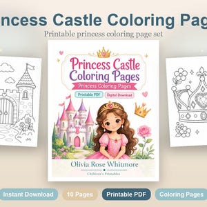 Dibujos para colorear de castillos de princesas / Dibujos para colorear de princesas / PDF imprimible / Descarga digital imagen 2