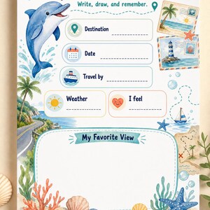 Dolfijn roadtripnotities | reisdagboek voor kinderen | Afdrukbare pdf | Digitale download afbeelding 5