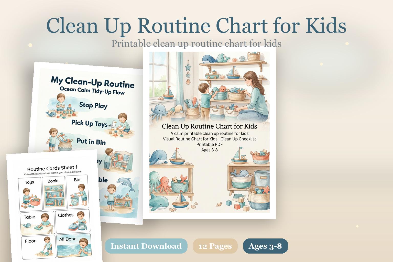 Clean up Routine Chart for Kids | Visual Routine Chart for Kids ...
