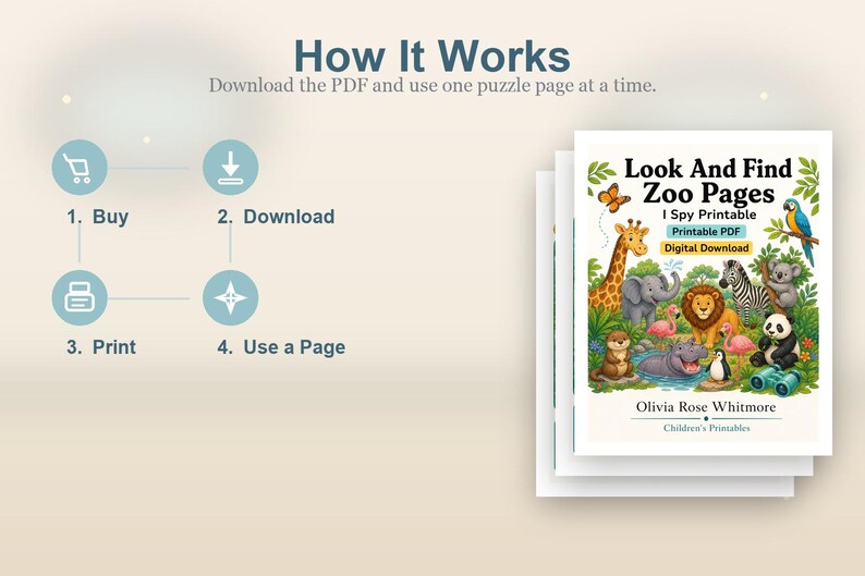 Look And Find Zoo Pages | I Spy Printable | Printable PDF | Digital Download image 8