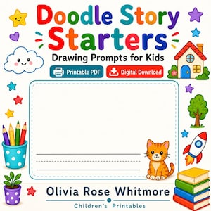 Doodle Story Starters | Drawing Prompts for Kids | Printable PDF | Digital Download image 1