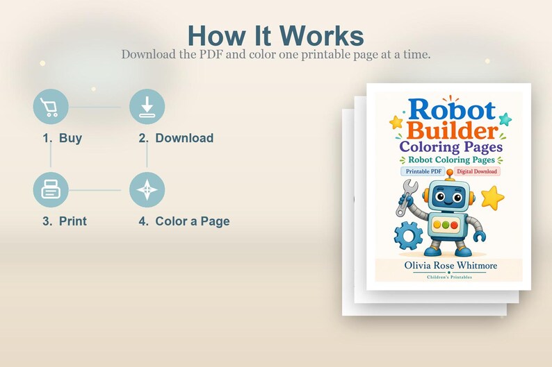 Roboter Baumeister Malvorlagen | Roboter Malvorlagen | Druckbare PDF | Digitaler Download Bild 8