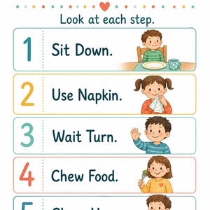 Mealtime Manners Cards | Manners Chart for Kids | Printable PDF | Digital Download image 3