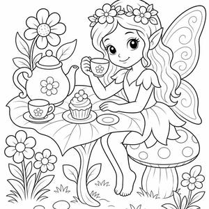 Dibujos para colorear de jardines de hadas / Dibujos para colorear de hadas / PDF imprimible / Descarga digital imagen 7