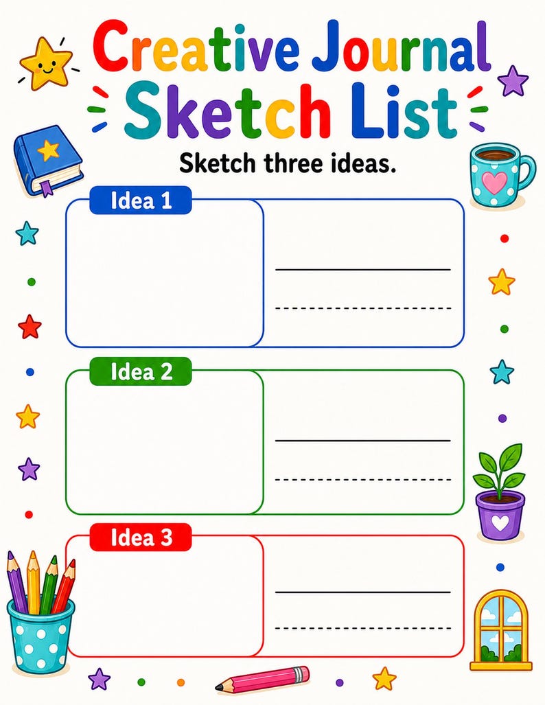Creative Journal Pages | Journal Prompts for Kids | Printable PDF | Digital Download image 6