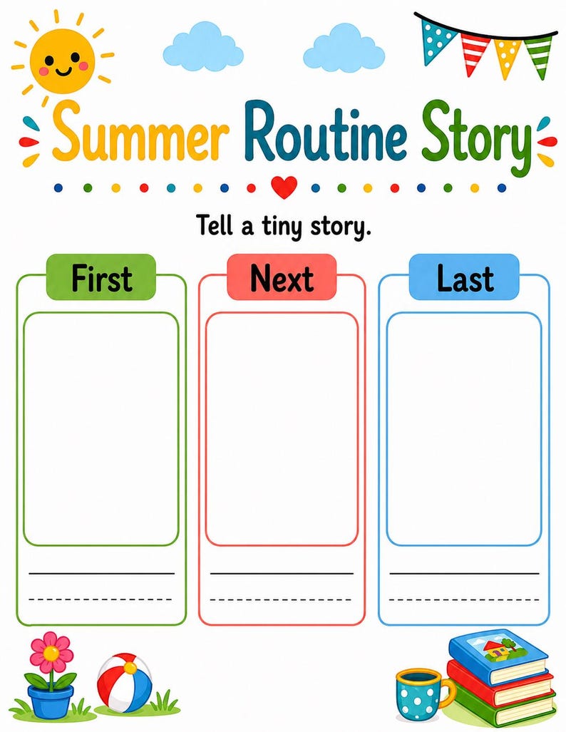 Páginas divertidas para una rutina soleada / Actividades de verano para niños / PDF imprimible / Descarga digital imagen 7