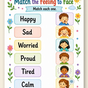 Visages empathiques | Feuilles de travail sur l'empathie pour les enfants | PDF imprimable | Téléchargement numérique image 9
