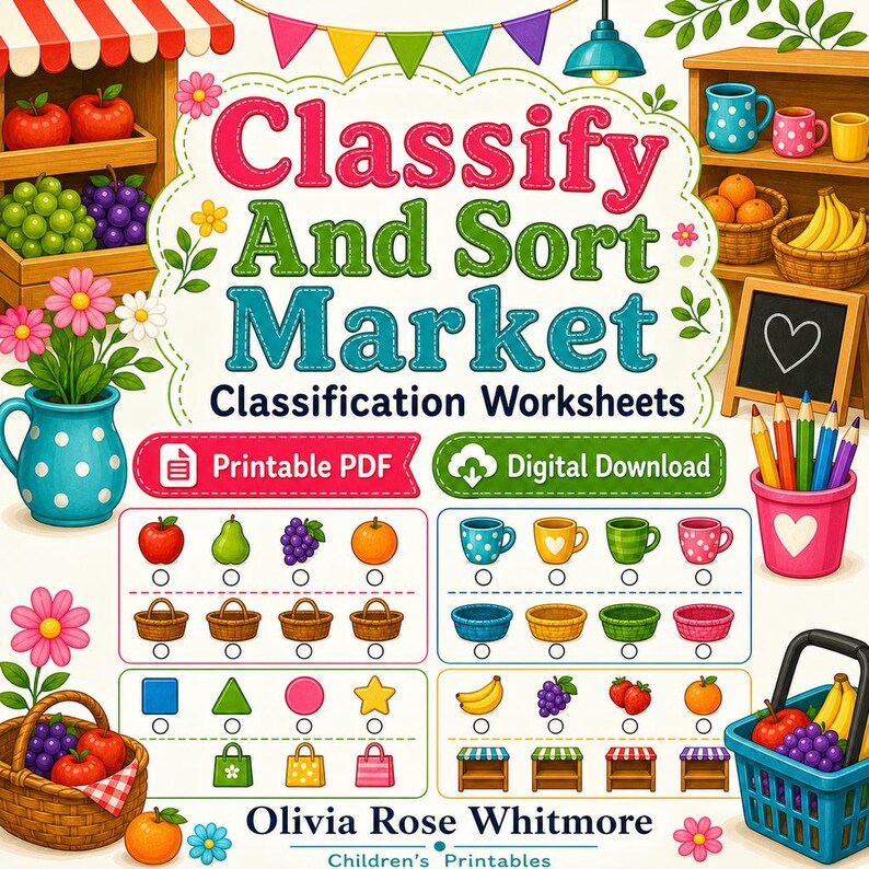 Classify And Sort Market | Classification Worksheets | Printable PDF | Digital Download image 1