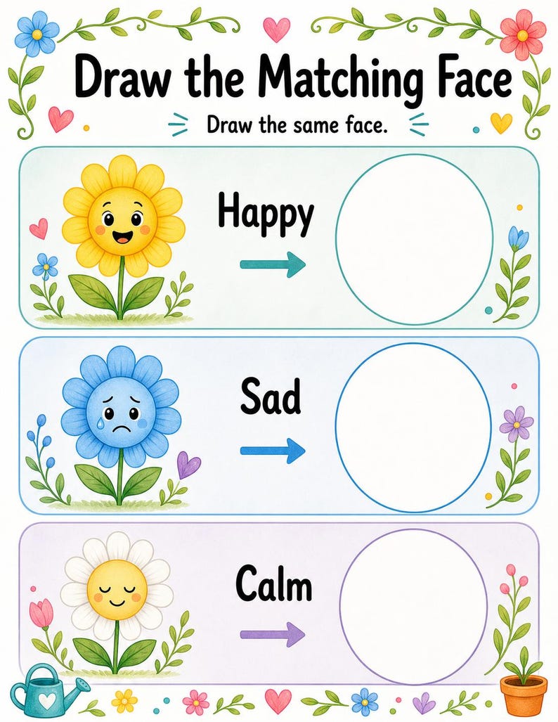 Bijpassende tuin | Werkblad emotie matchen | Afdrukbare pdf | Digitale download afbeelding 6
