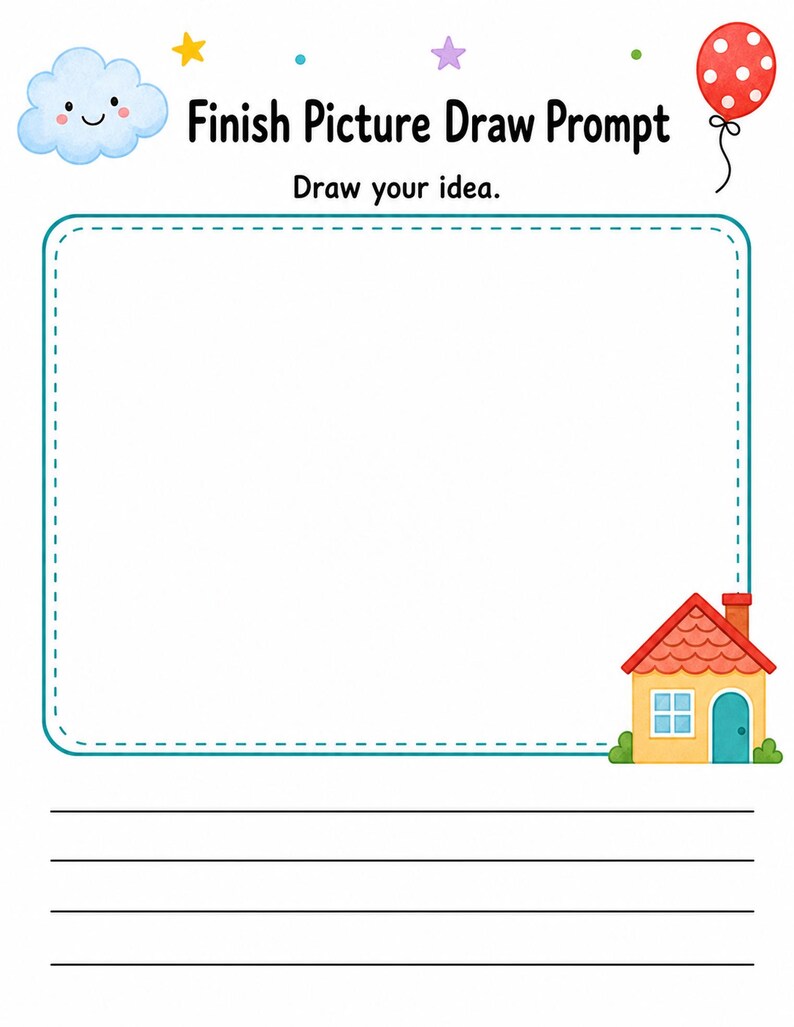 絵を完成させよう！ | 絵を完成させるワークシート | 印刷可能なPDF | デジタルダウンロード 画像 3