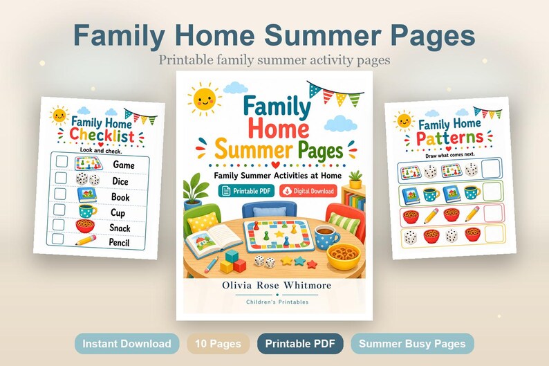 Family Home Summer Pages | Family Summer Activities at Home | Printable PDF | Digital Download image 2