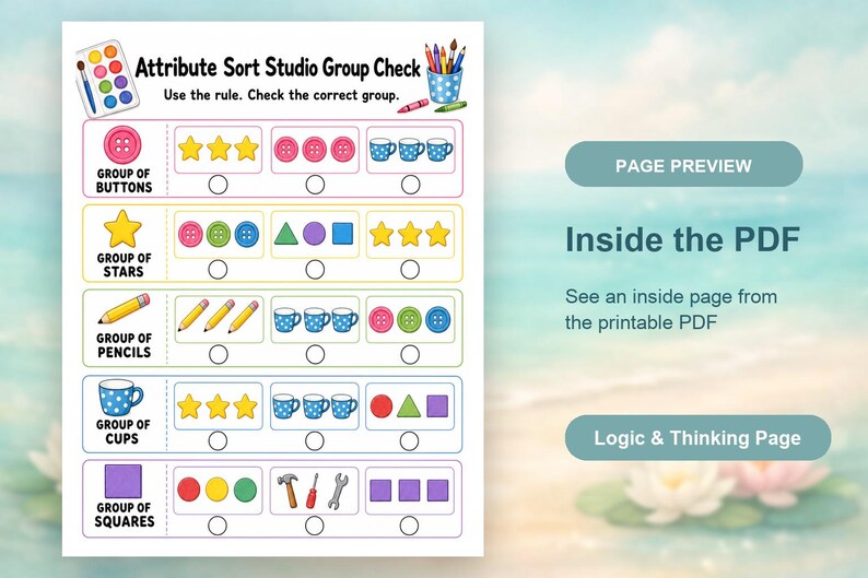 Attribute Sort Studio | Attribute Sorting Worksheets | Printable PDF | Digital Download image 10