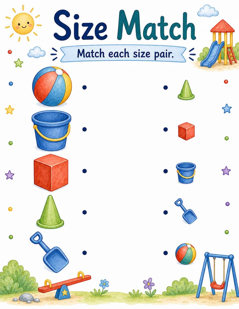 Big Small Playground | Big and Small Worksheets | Printable PDF | Digital Download image 5