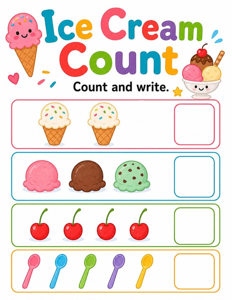 Pagine divertenti sul gelato / Attività sul gelato per bambini / PDF stampabile / Download digitale immagine 5