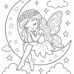 Dibujos para colorear de jardines de hadas / Dibujos para colorear de hadas / PDF imprimible / Descarga digital imagen 6
