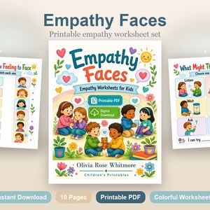 Visages empathiques | Feuilles de travail sur l'empathie pour les enfants | PDF imprimable | Téléchargement numérique image 2