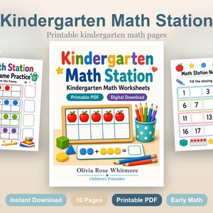 Kindergarten Math Station | Kindergarten Math Worksheets | Printable PDF | Digital Download image 2
