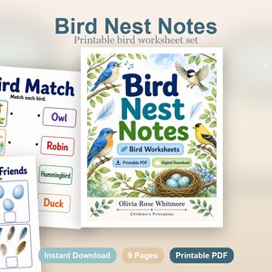 Appunti sui nidi degli uccelli / Schede didattiche sugli uccelli / PDF stampabile / Download digitale immagine 2
