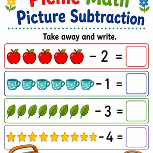 Picnic Math Mix | Addition and Subtraction Worksheets | Printable PDF | Digital Download image 4