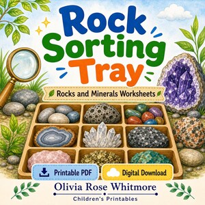 Rock Sorting Tray | Rocks and Minerals Worksheets | Printable PDF | Digital Download image 1