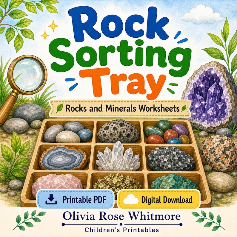 Rock Sorting Tray | Rocks and Minerals Worksheets | Printable PDF | Digital Download image 1