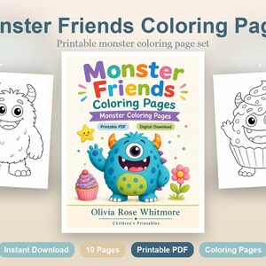 Monster Friends Malvorlagen | Monster Malvorlagen | Druckbare PDF | Digitaler Download Bild 2