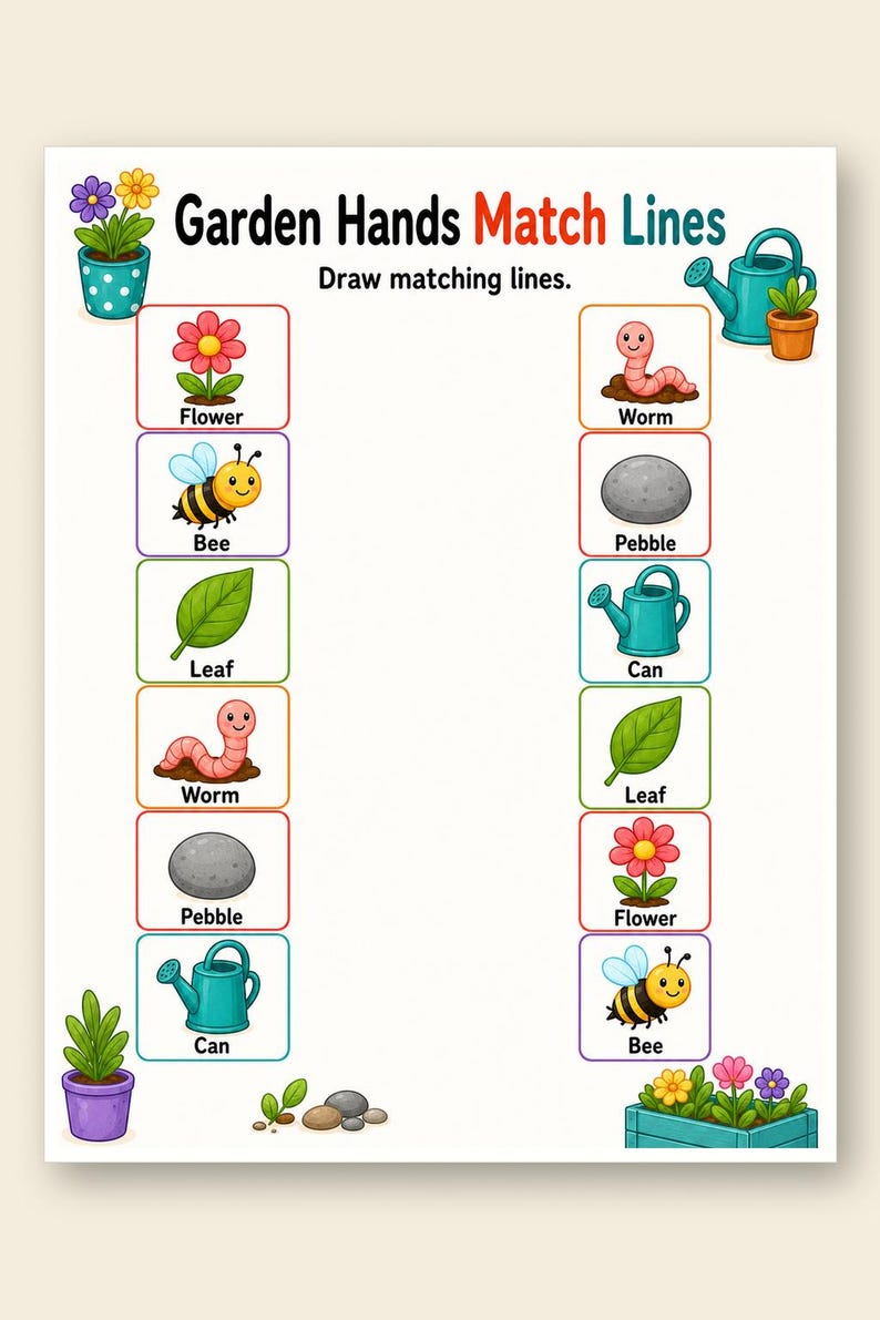 Fijnmotorische tuinmatten | Werkbladen fijne motoriek | Afdrukbare pdf | Digitale download afbeelding 9